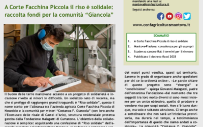 Newsletter Confagricoltura Mantova 27.01.23 – A Corte Facchina Piccola il riso è solidale: raccolta fondi per la comunità “Giancola”